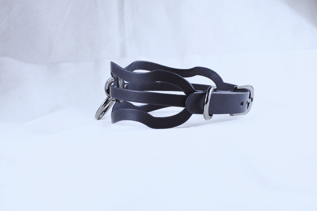 BDSM Collar Triple Wave Leather Choker with O Ring