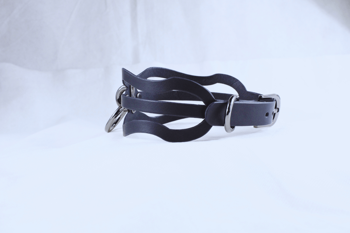 BDSM Collar Triple Wave Leather Choker with O Ring