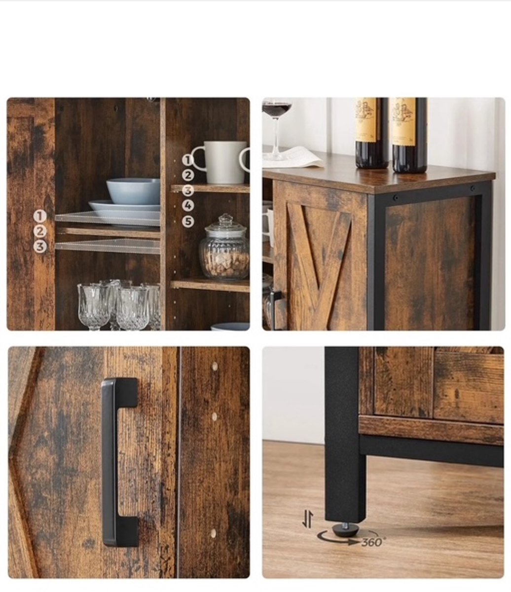 Industriële opbergkast met deuren – Bruin en zwart – productfoto 5