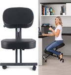 Ergonomische kniestoel op wielen – Zwart – productfoto 11