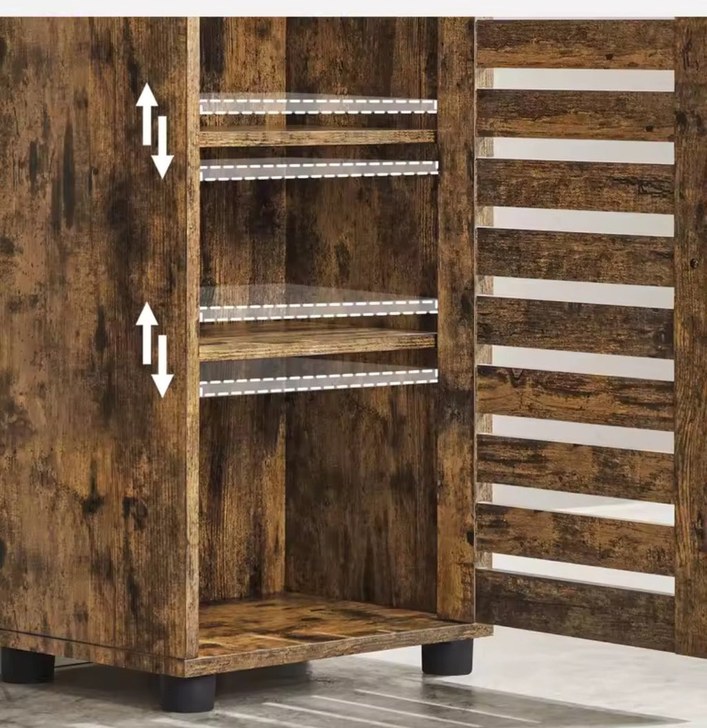 Hoge opbergkast met open vakken – Bruin en zwart – productfoto 4