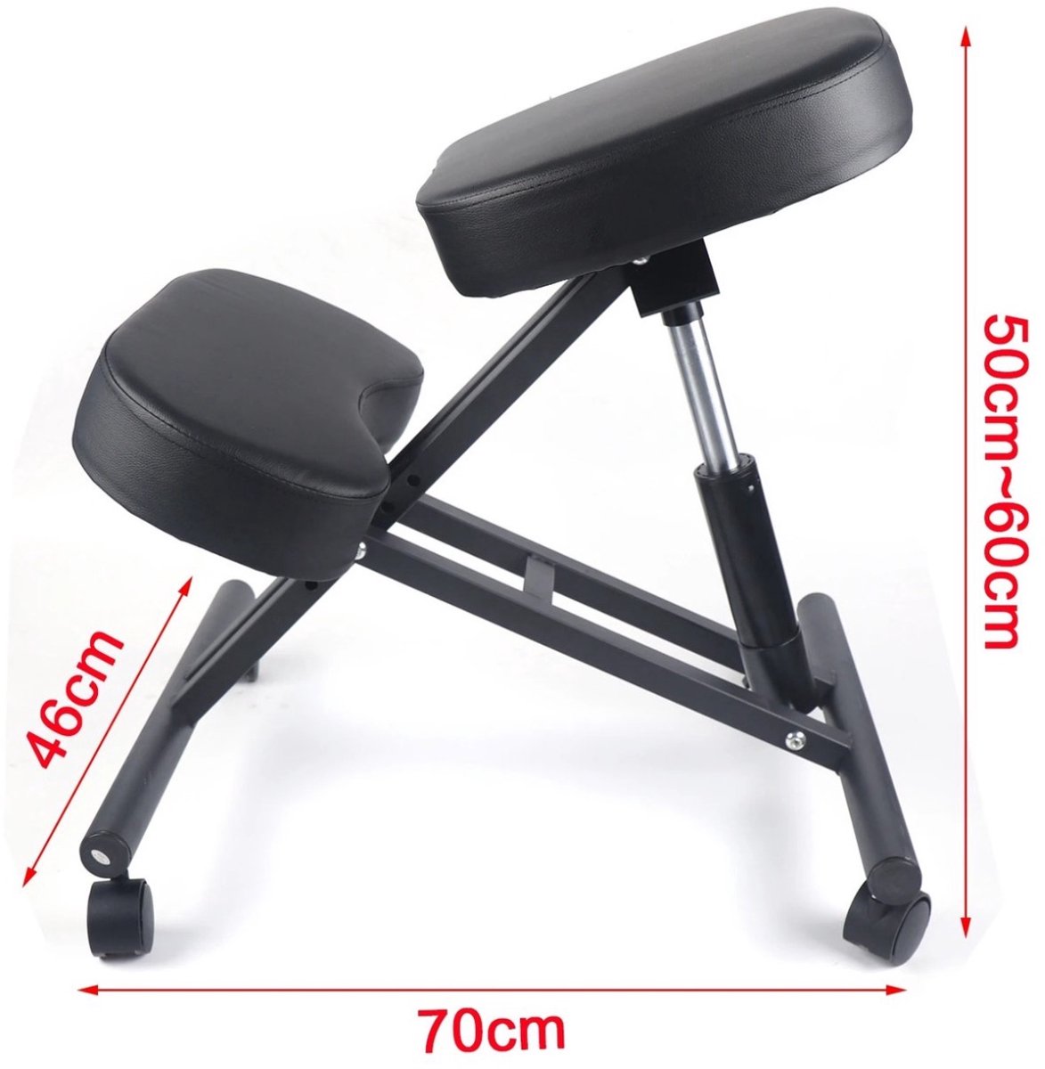 Ergonomische kniestoel op wielen – Zwart – productfoto 4