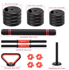 3-in-1 halterset – Verstelbare dumbbells en halterstang – 20 kg – productfoto 5