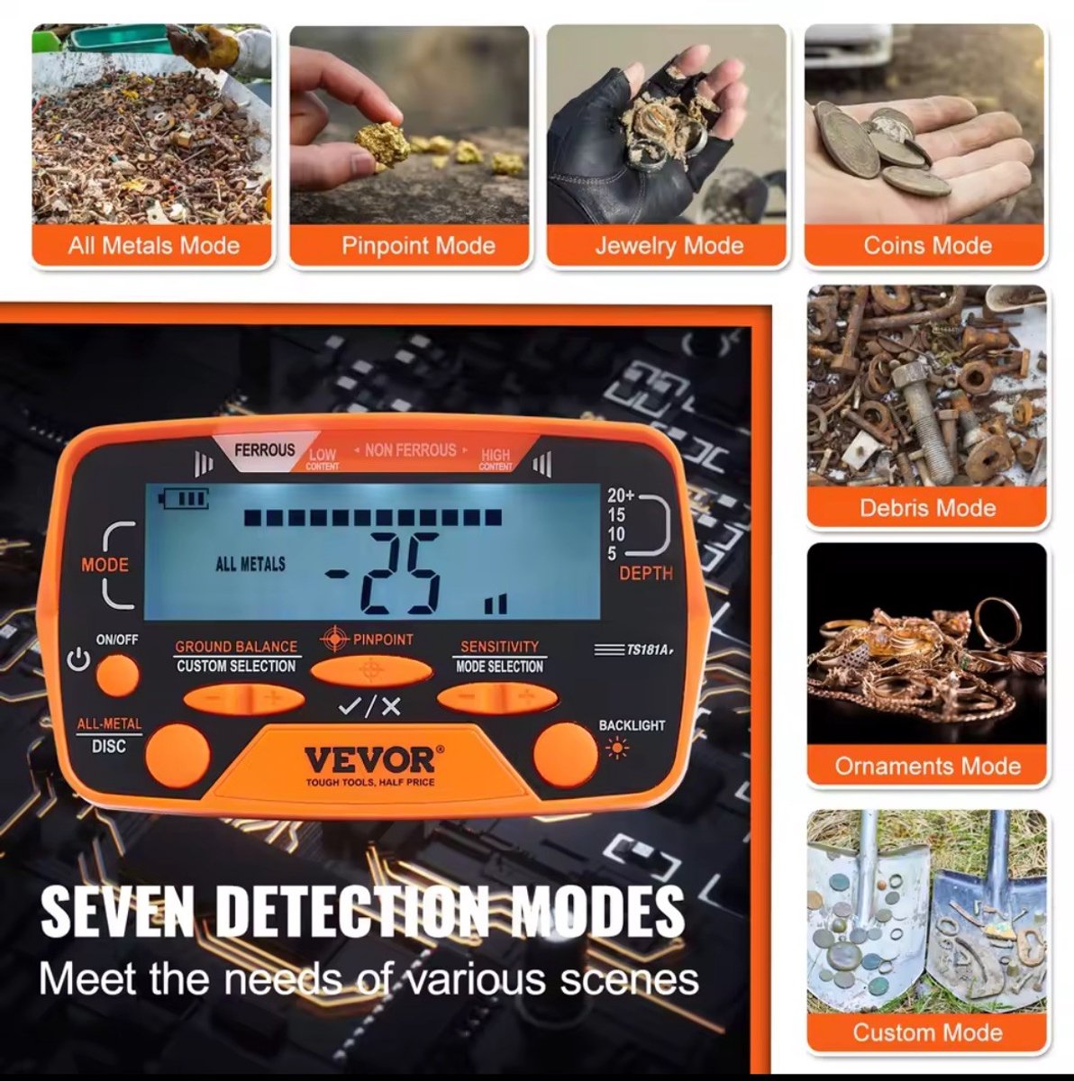 VEVOR metaaldetectorset met accessoires – productfoto 2