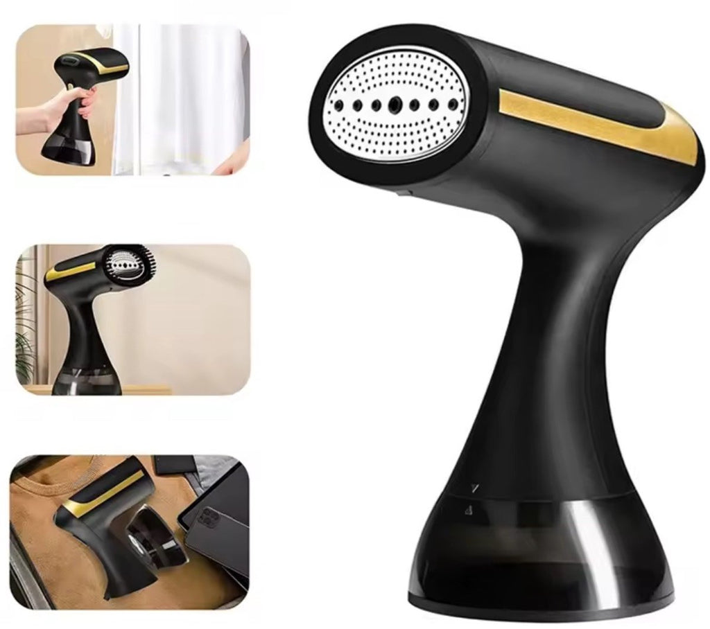 Handheld kledingstomer – Zwart en goudkleurig – productfoto 3