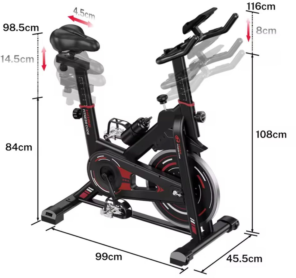 Indoor fitnessfiets – Zwart en rood – productfoto 5