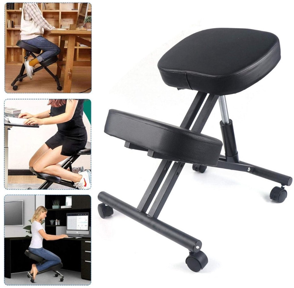 Ergonomische kniestoel op wielen – Zwart – productfoto 3