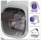 Gesloten kattenbak met rooster – Grijs – productfoto 8