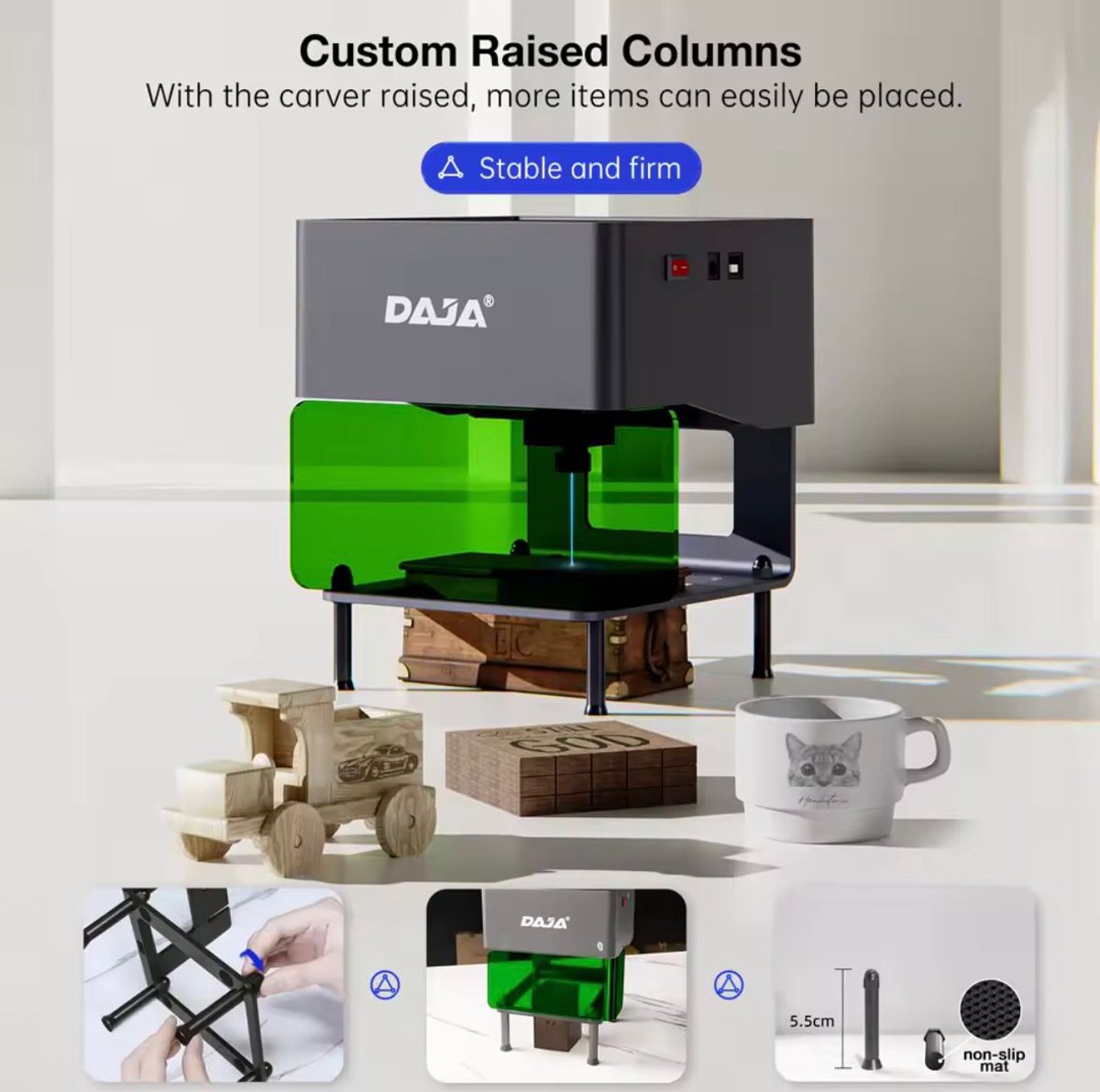 DAJA desktop-graveermachine – Blauw – productfoto 2