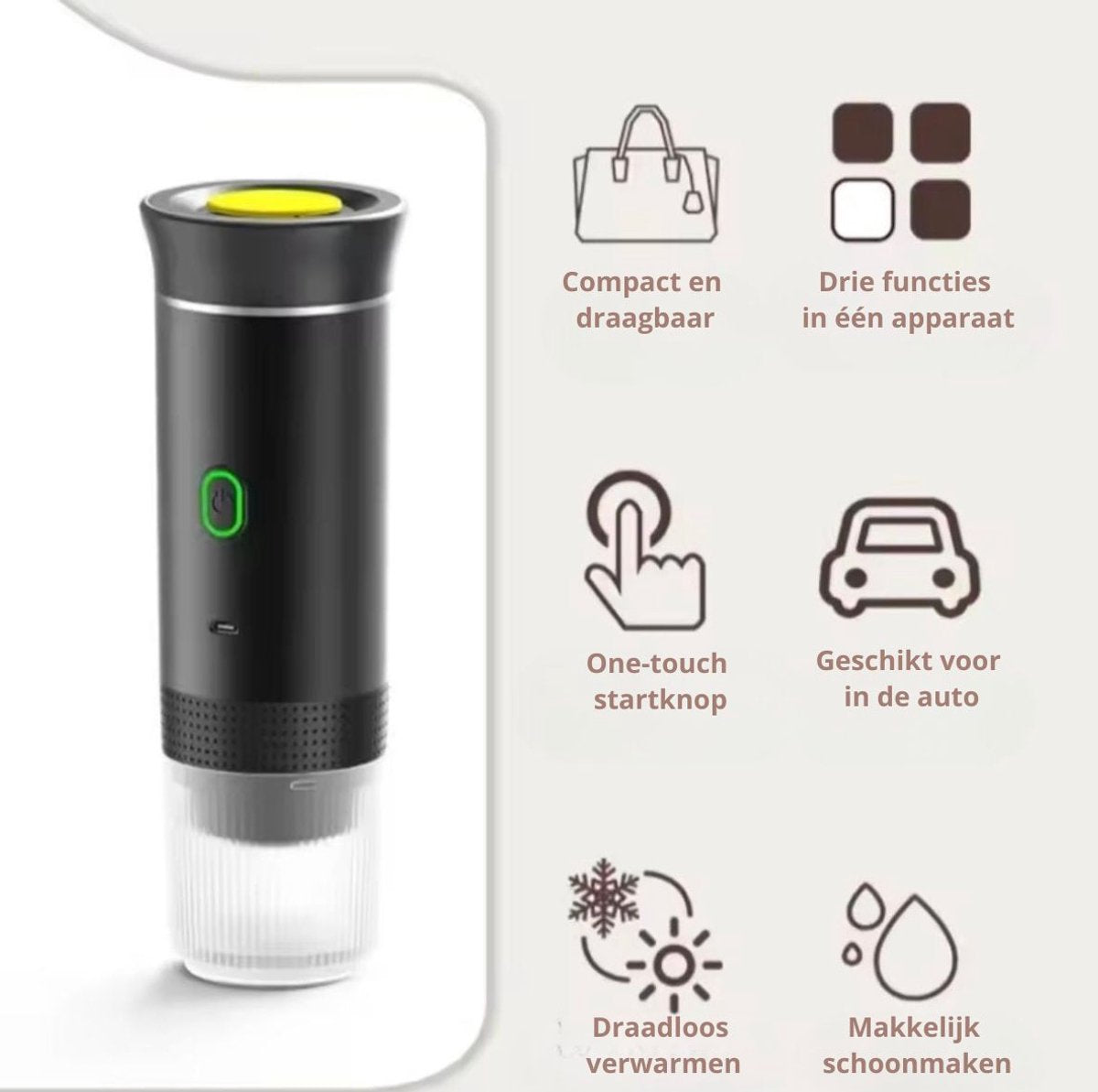 Draagbare 3-in-1 koffiemaker – Zwart – productfoto 4