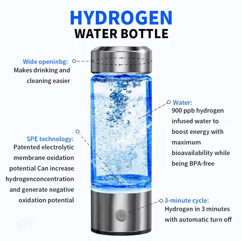 Waterstofwaterfles – 450 ml – Zilverkleurig – productfoto 5