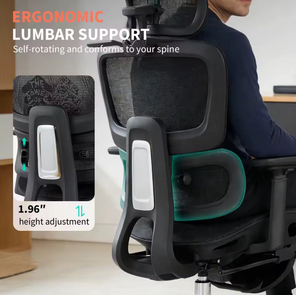 Bureaustoel met mesh bekleding – Groen en zwart – productfoto 6
