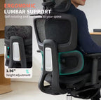 Bureaustoel met mesh bekleding – Groen en zwart – productfoto 6
