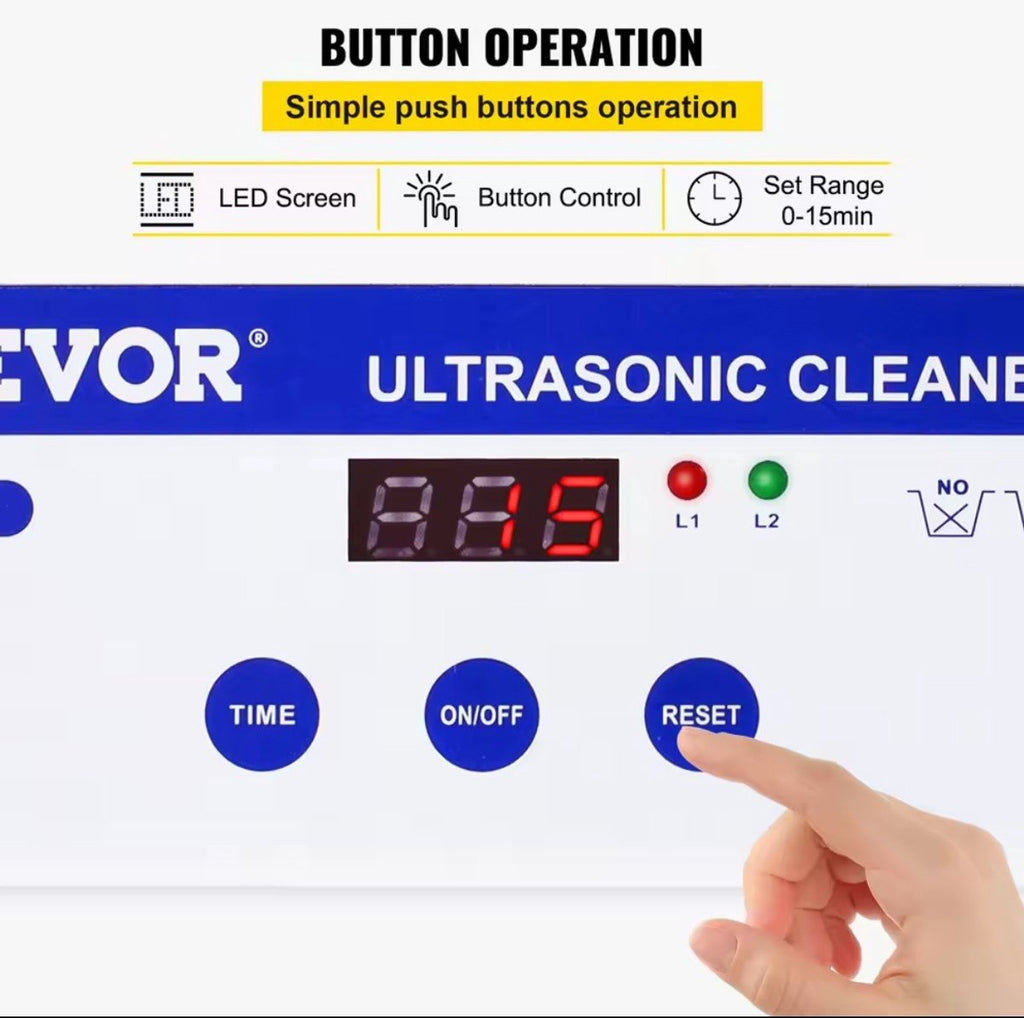 Ultrasoonreiniger met roestvrijstalen reservoir – productfoto 3