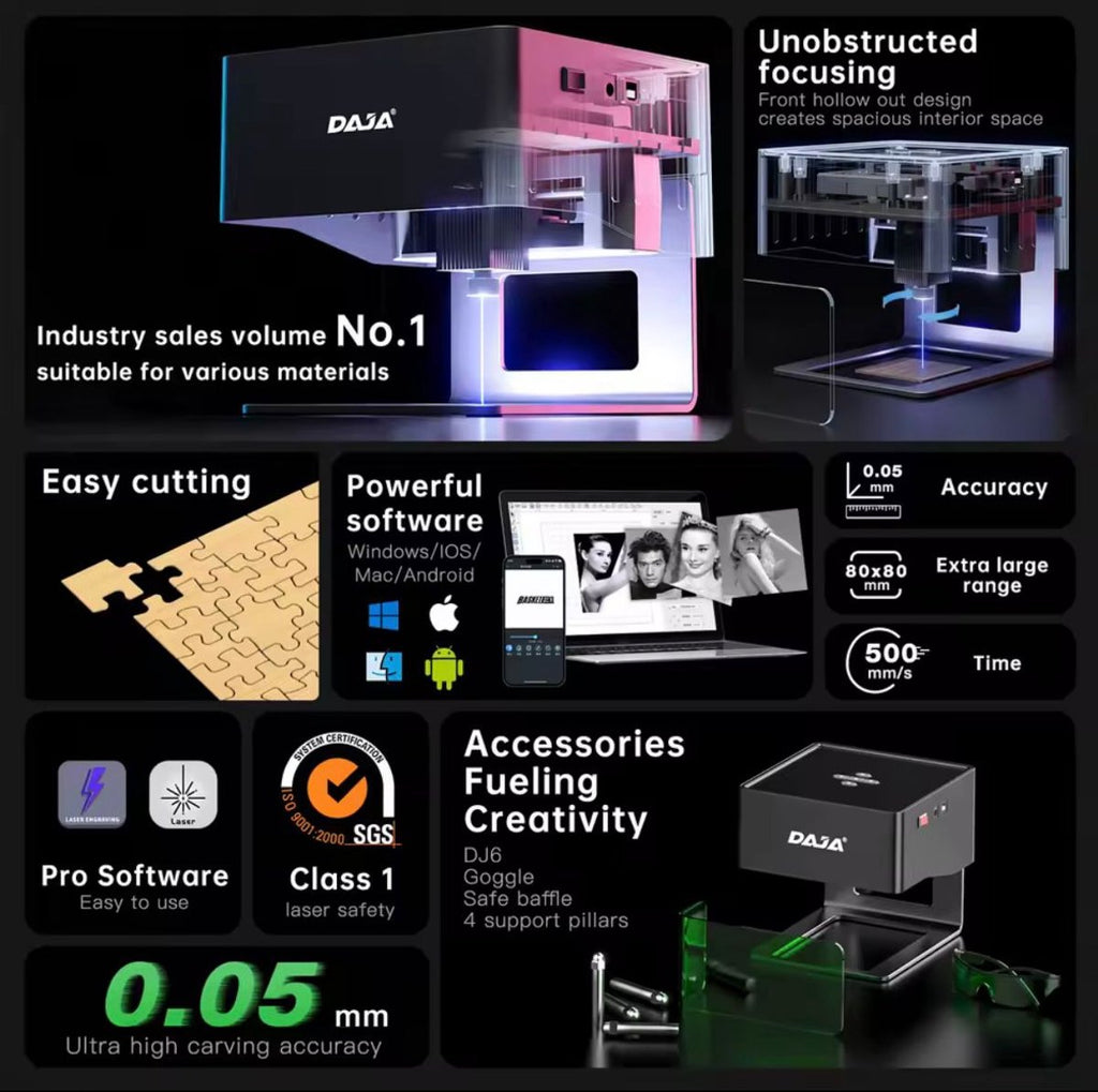 DAJA desktop-graveermachine – Blauw – productfoto 5