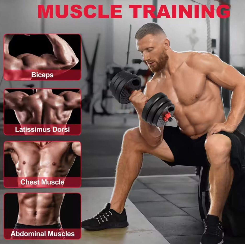 3-in-1 halterset – Verstelbare dumbbells en halterstang – 20 kg – productfoto 3