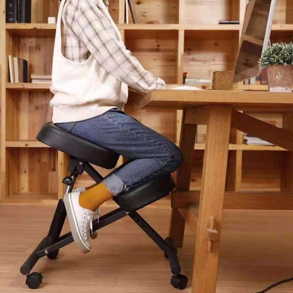 Ergonomische kniestoel op wielen – Zwart – productfoto 7