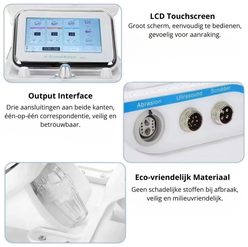 Beautyapparaat met touchscreen en opzetstukken – Wit – productfoto 3