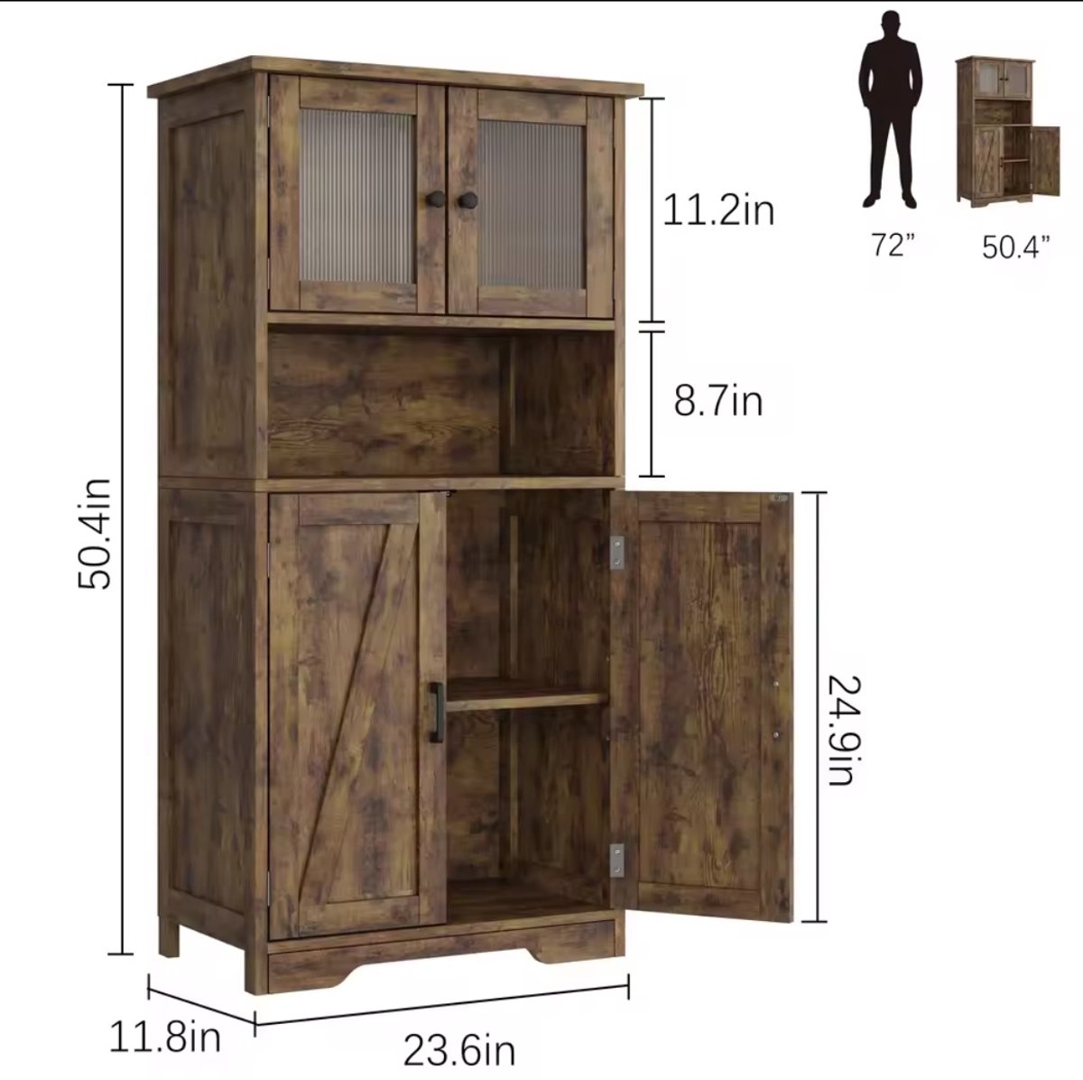 Opbergkast met deuren en open vakken – Bruin en zwart – productfoto 4