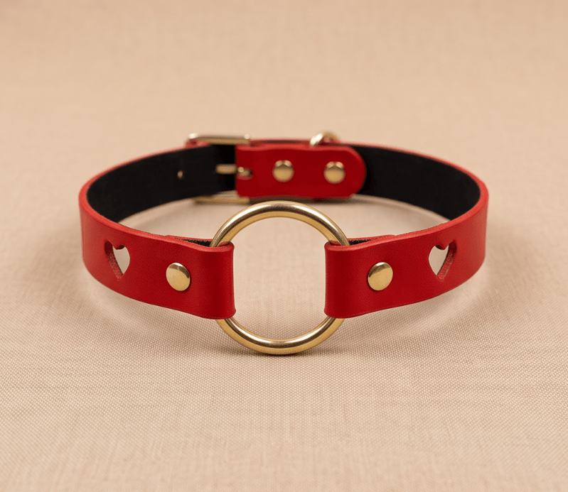 Productfoto: Leren choker met O-ring – Personalisatie op aanvraag