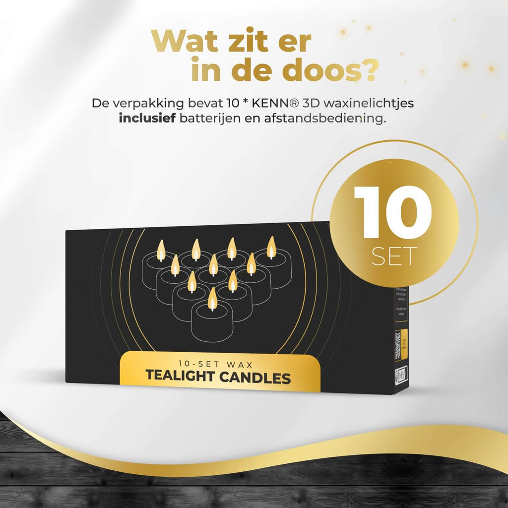 KENN® LED Waxinelichtjes – Set van 10 – Zwart