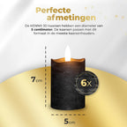 KENN® LED Stompkaarsen – Set van 6 – Zwart (Timer)