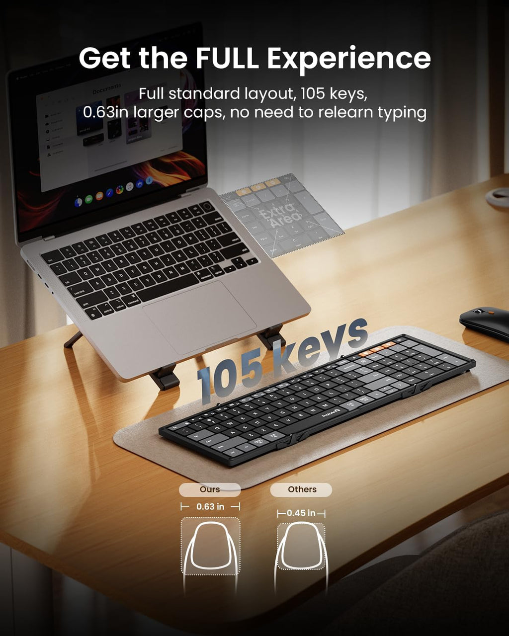 Remodius werkplekset met toetsenbord, muis en laptopstandaard
