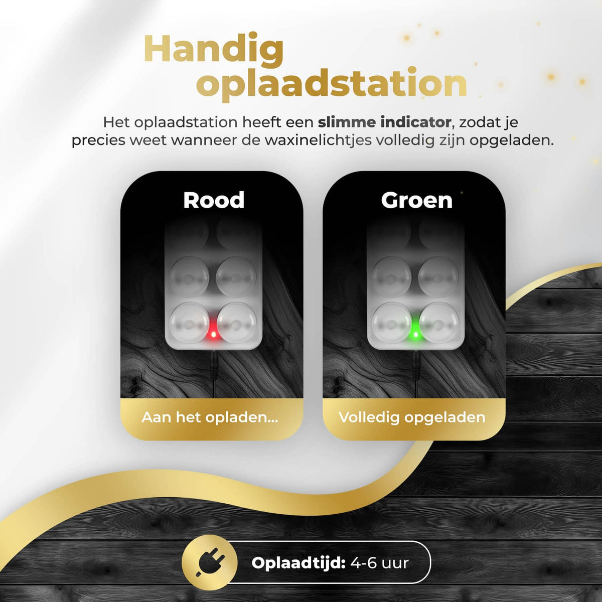 KENN® Oplaadstation – 6-set – Voor Oplaadbare Waxinelichtjes