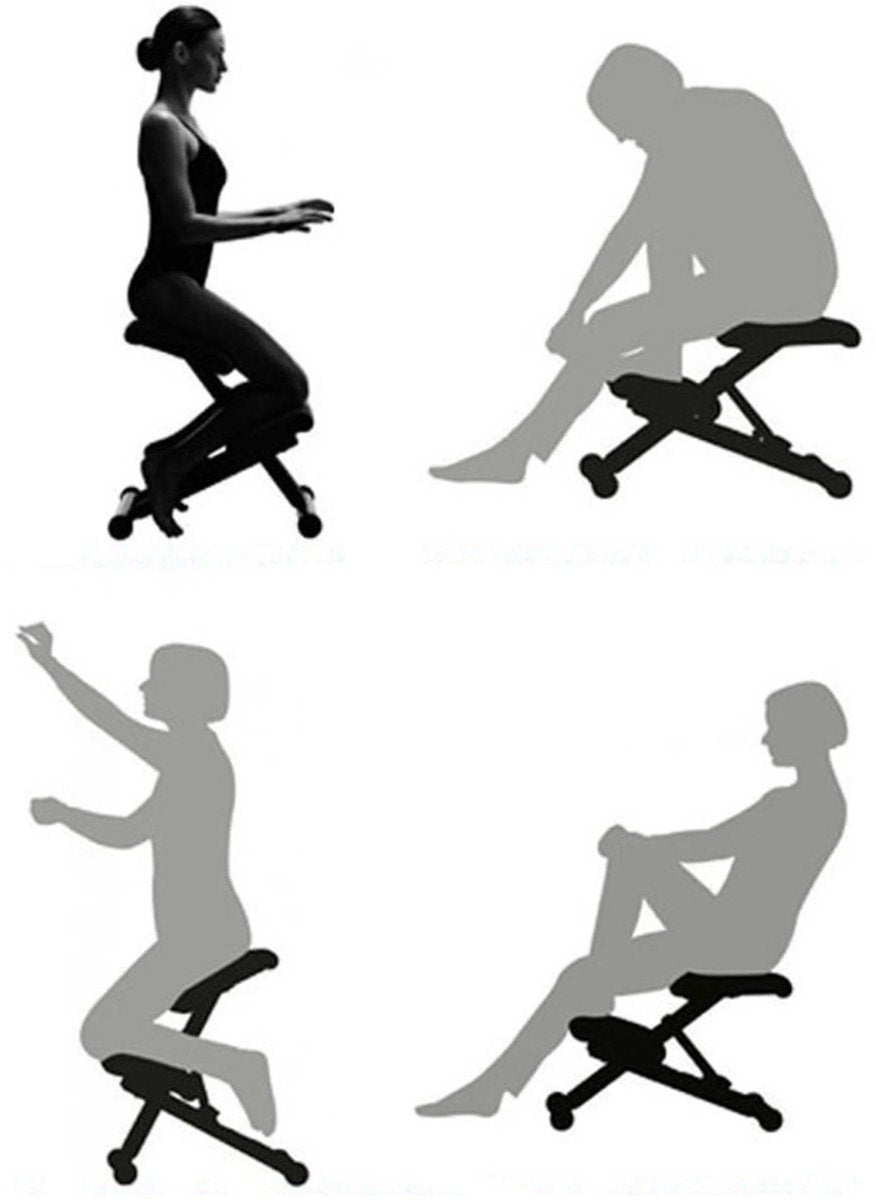 Ergonomische kniestoel op wielen – Zwart – productfoto 2