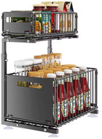 Uitschuifbare gootsteenkast-organizer – Twee lagen – Zwart – productfoto 2