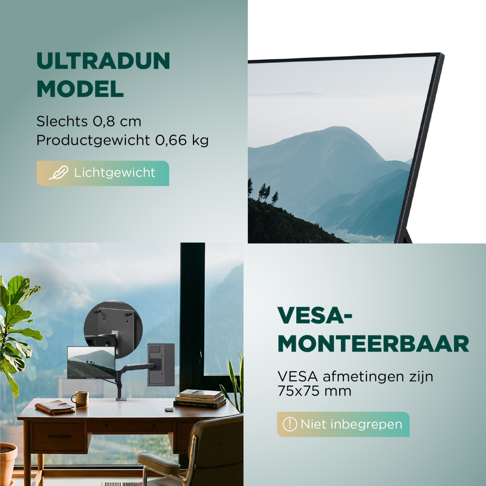 Remodius draagbare monitor 16 inch – 2.5K IPS, USB-C en HDMI