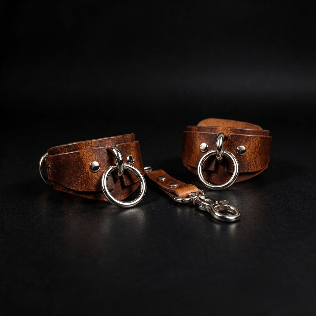 Leren polsboeien met metalen ringen