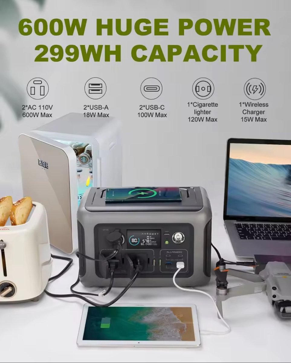 R600 powerstation met flexibel zonnepaneel – 600 W / 299 Wh – productfoto 4