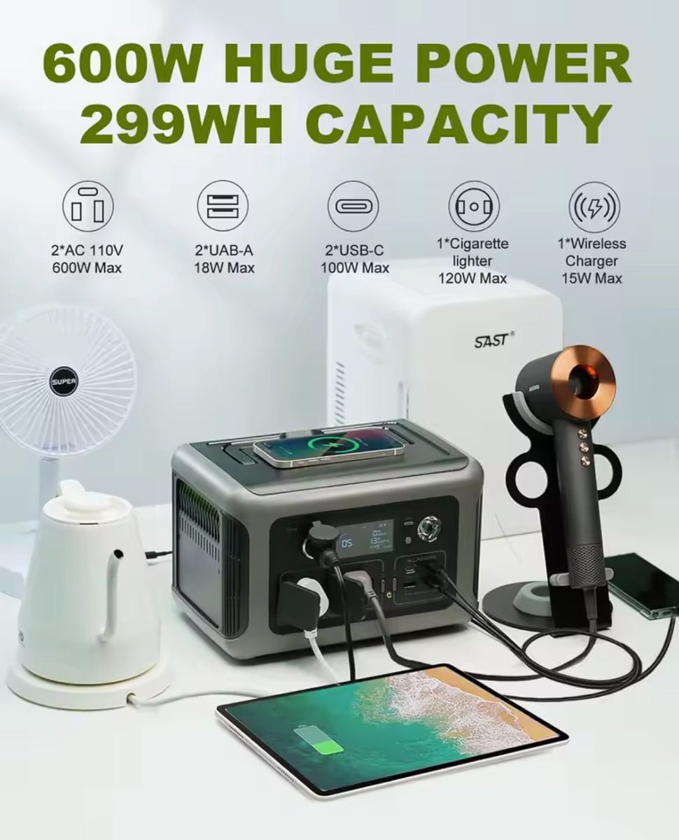 R600 powerstation met flexibel zonnepaneel – 600 W / 299 Wh – productfoto 6