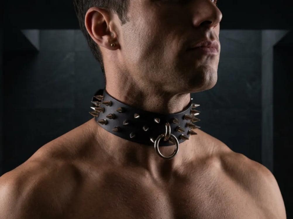 Leren halsband met spikes – Herenmodel