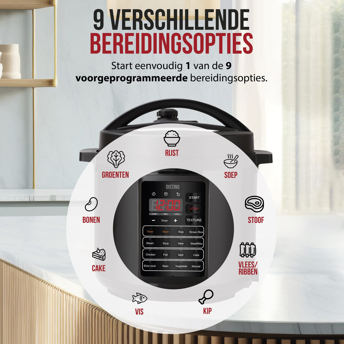 Productfoto: DistinQ multicooker 10-in-1 – Met digitale bediening