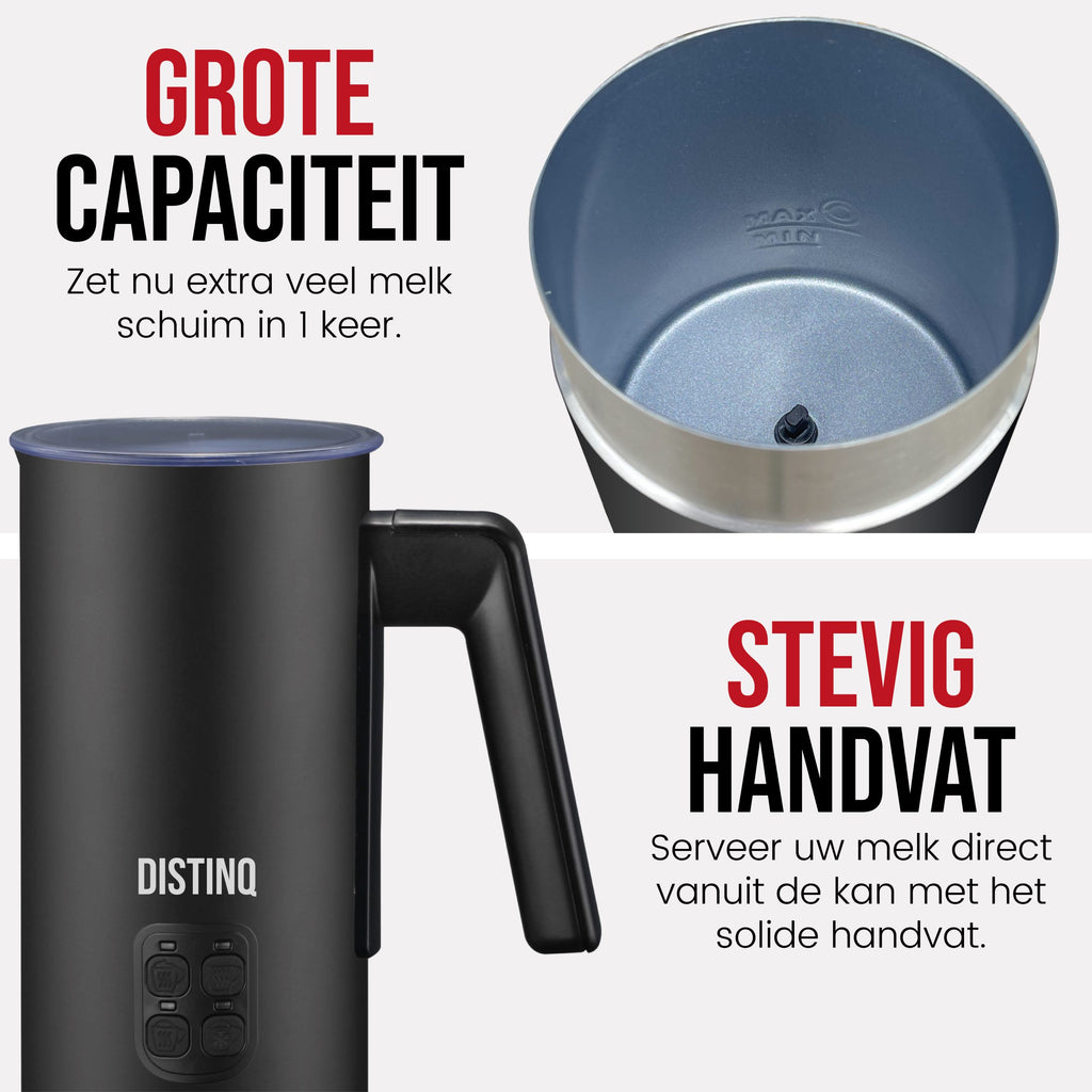 DistinQ elektrische melkopschuimer 4-in-1 – Zwart