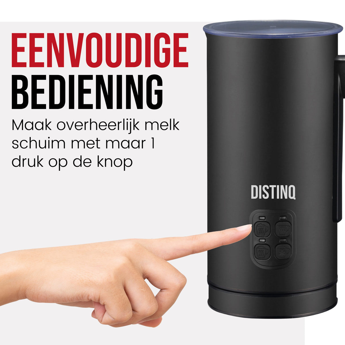 DistinQ elektrische melkopschuimer 4-in-1 – Zwart