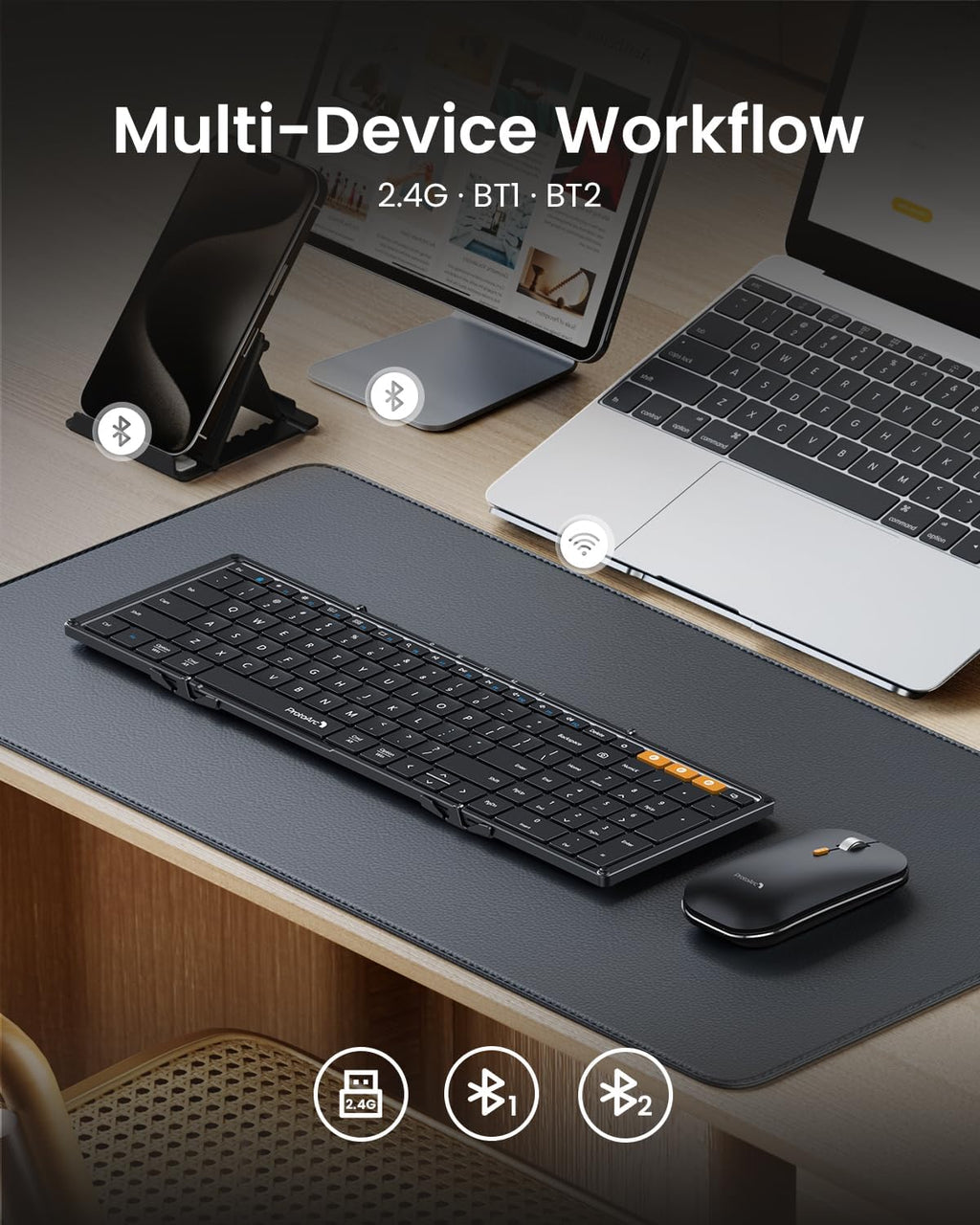 Remodius opvouwbaar Bluetooth toetsenbord en draadloze muis – set