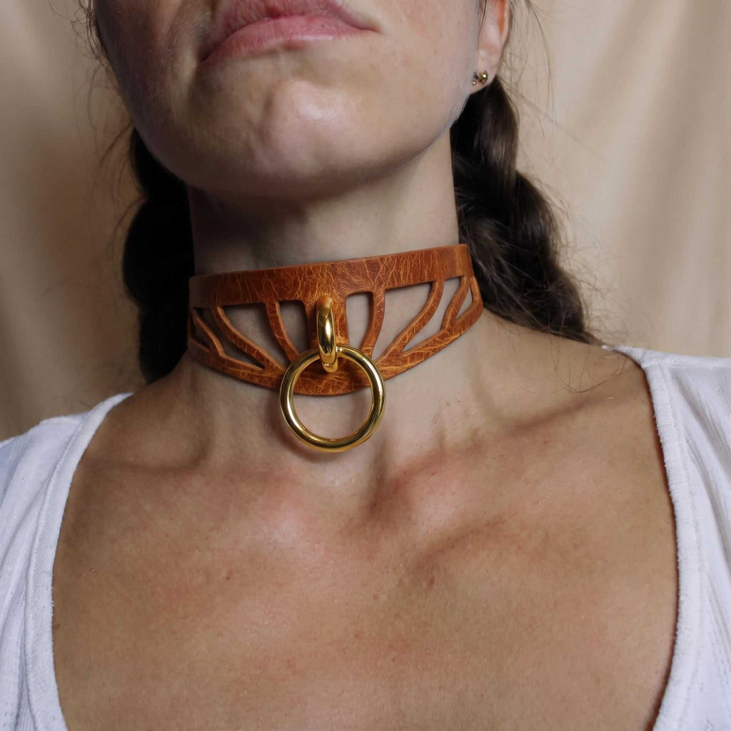Smalle choker van Italiaans leer