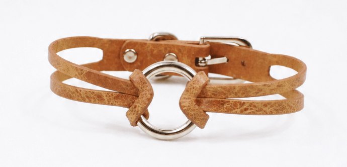 Minimalistische leren halsband – Dubbele band