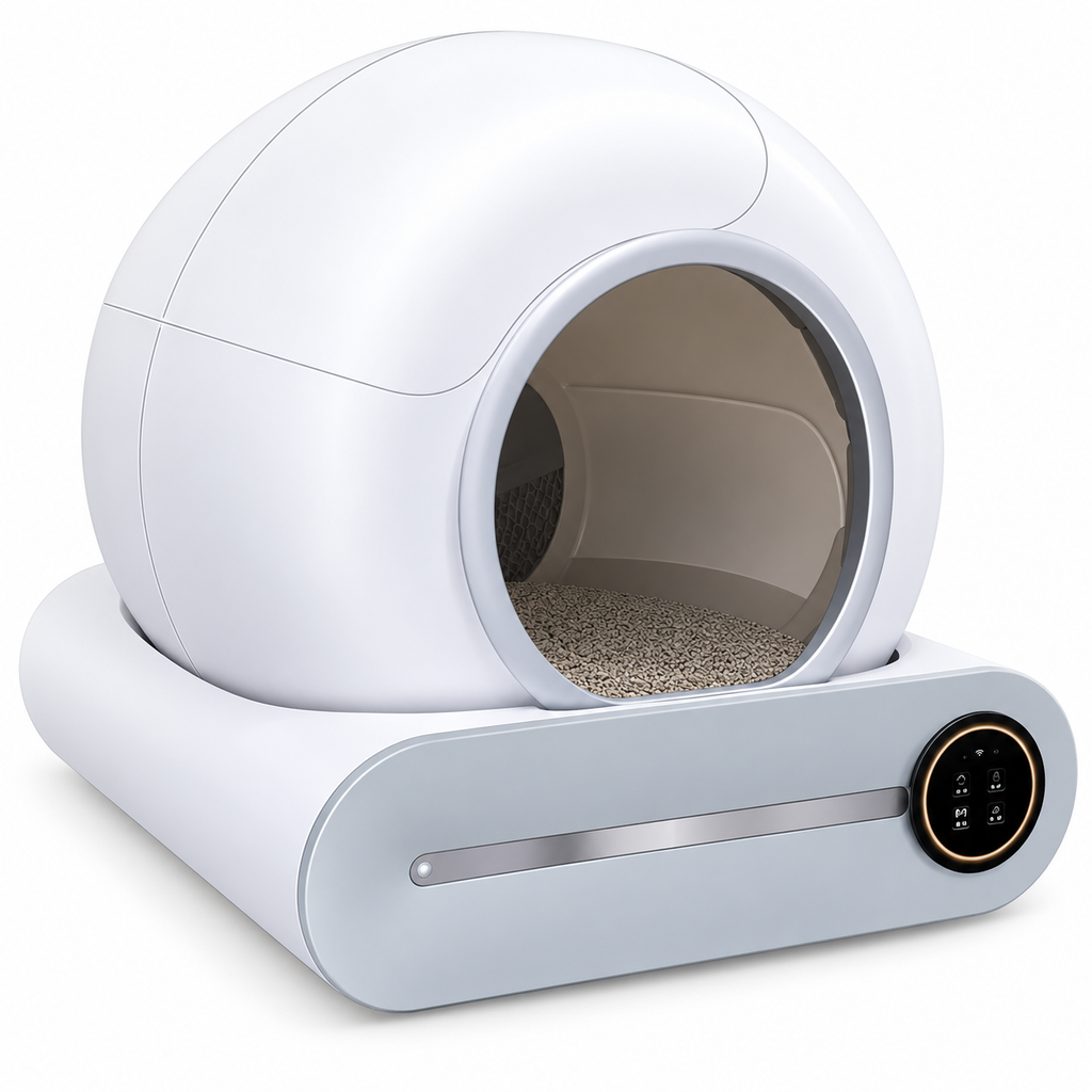 Gesloten kattentoilet – Wit en grijs