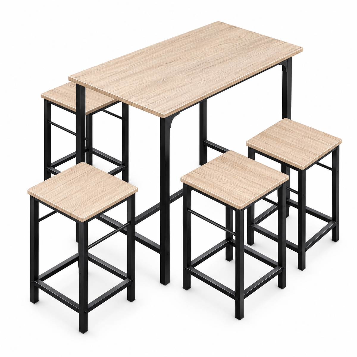 Bartafelset met krukken – Houtlook en zwart