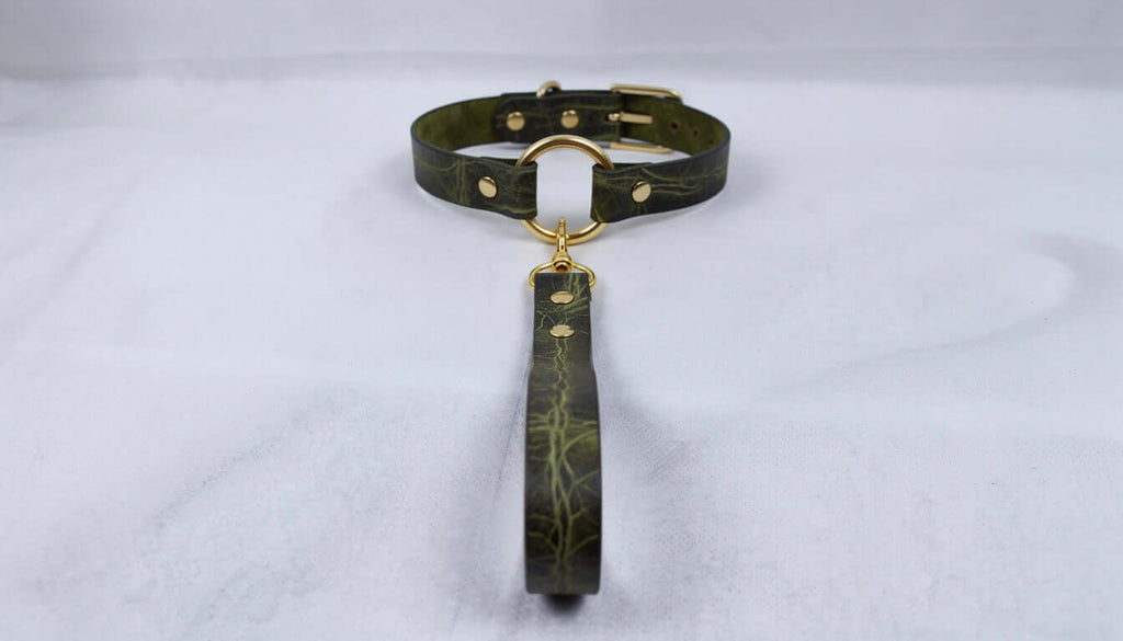 Leren halsband met bijpassende lijn – Klassiek model