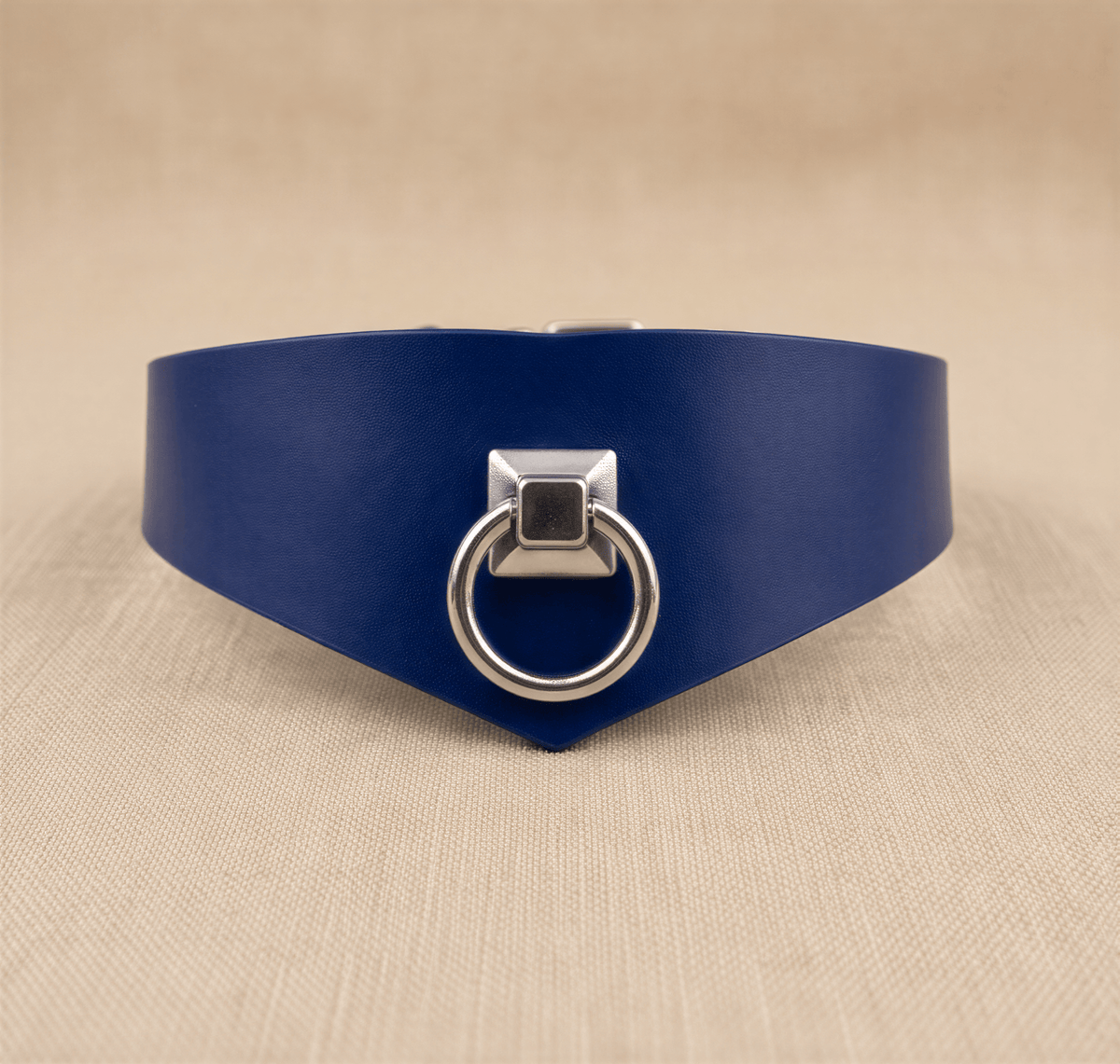 Leren choker met metalen ring – Puntvormig model
