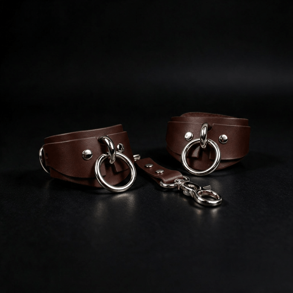 Leren polsboeien met metalen ringen
