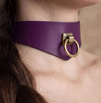 Leren choker met metalen ring – Puntvormig model