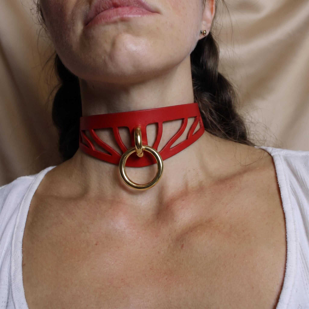 Smalle choker van Italiaans leer