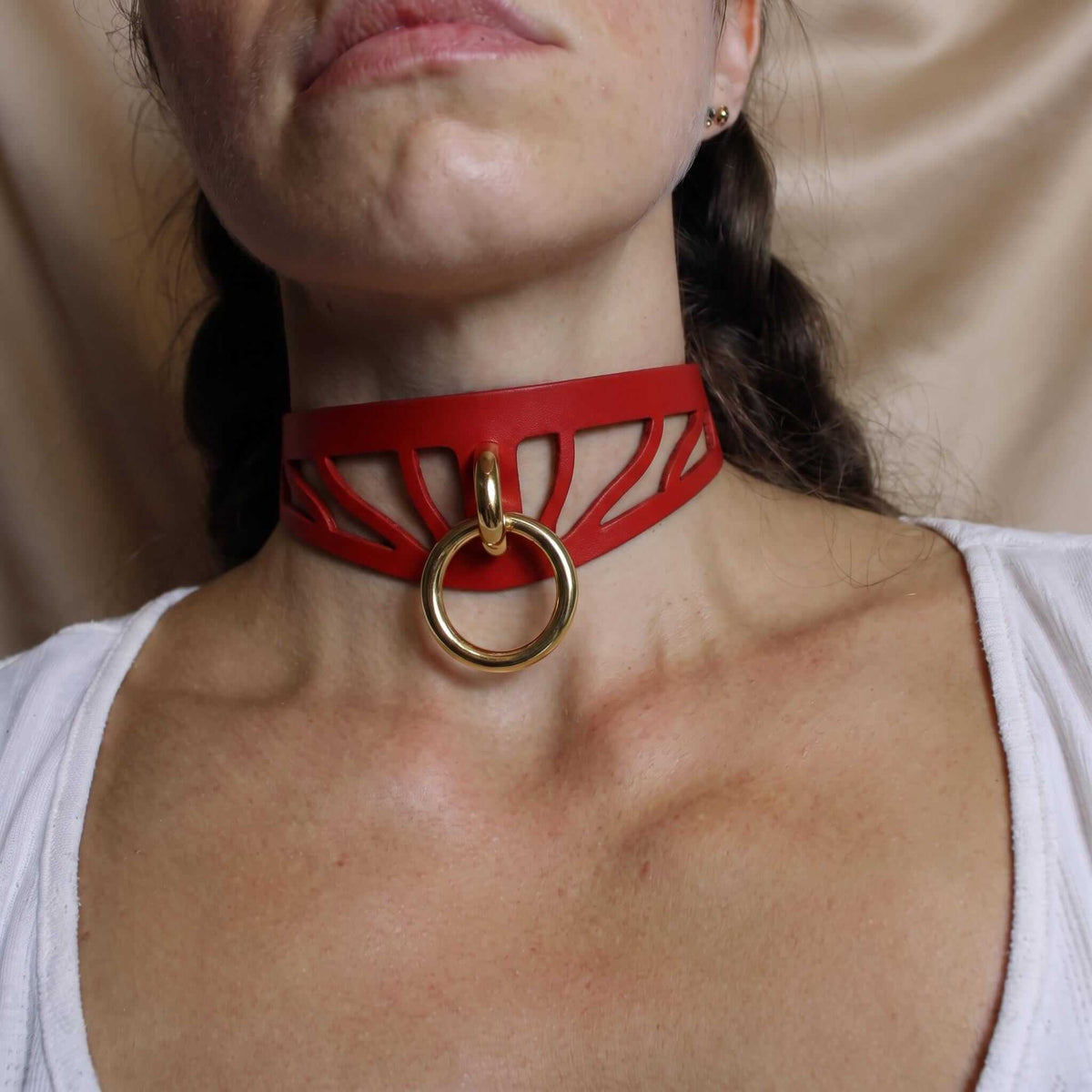 Smalle choker van Italiaans leer