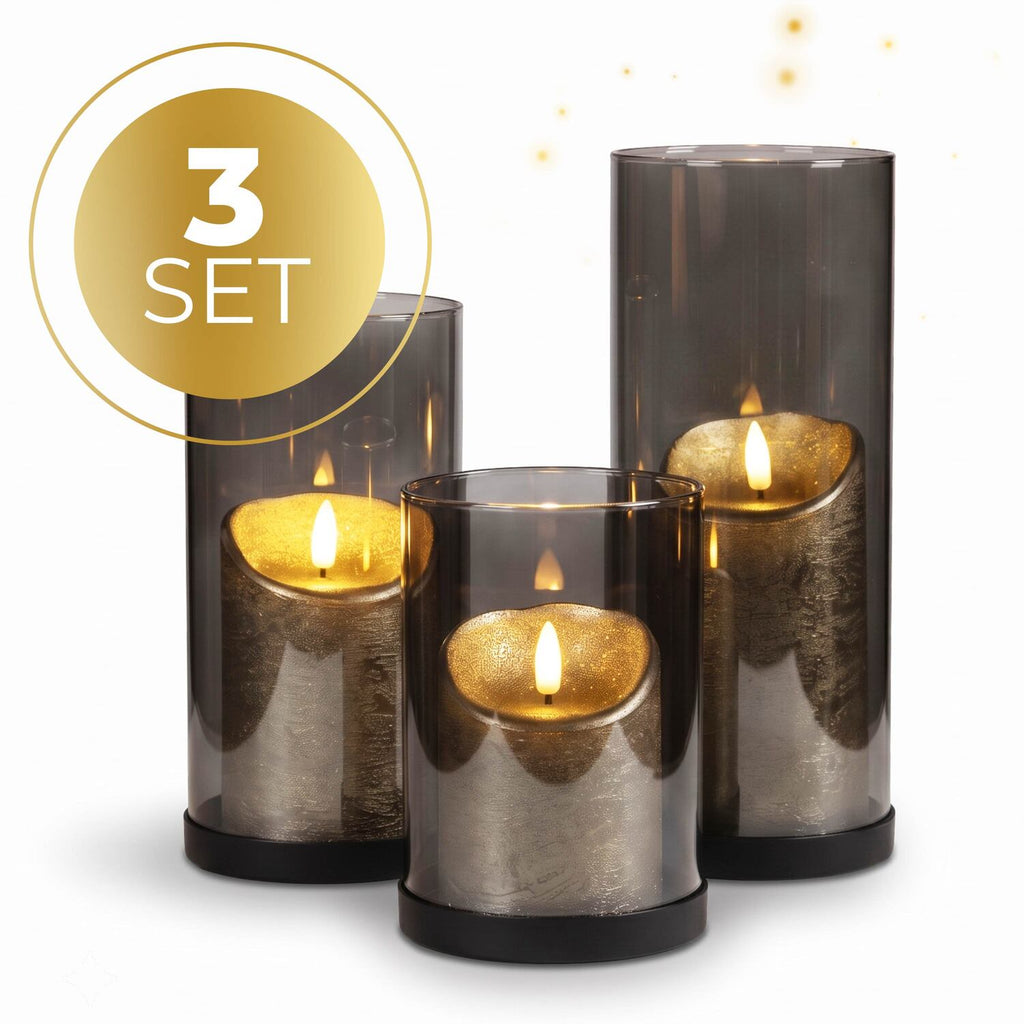 Productfoto: KENN Glazen Kaarsenhouders – Set van 3 – Rookglas